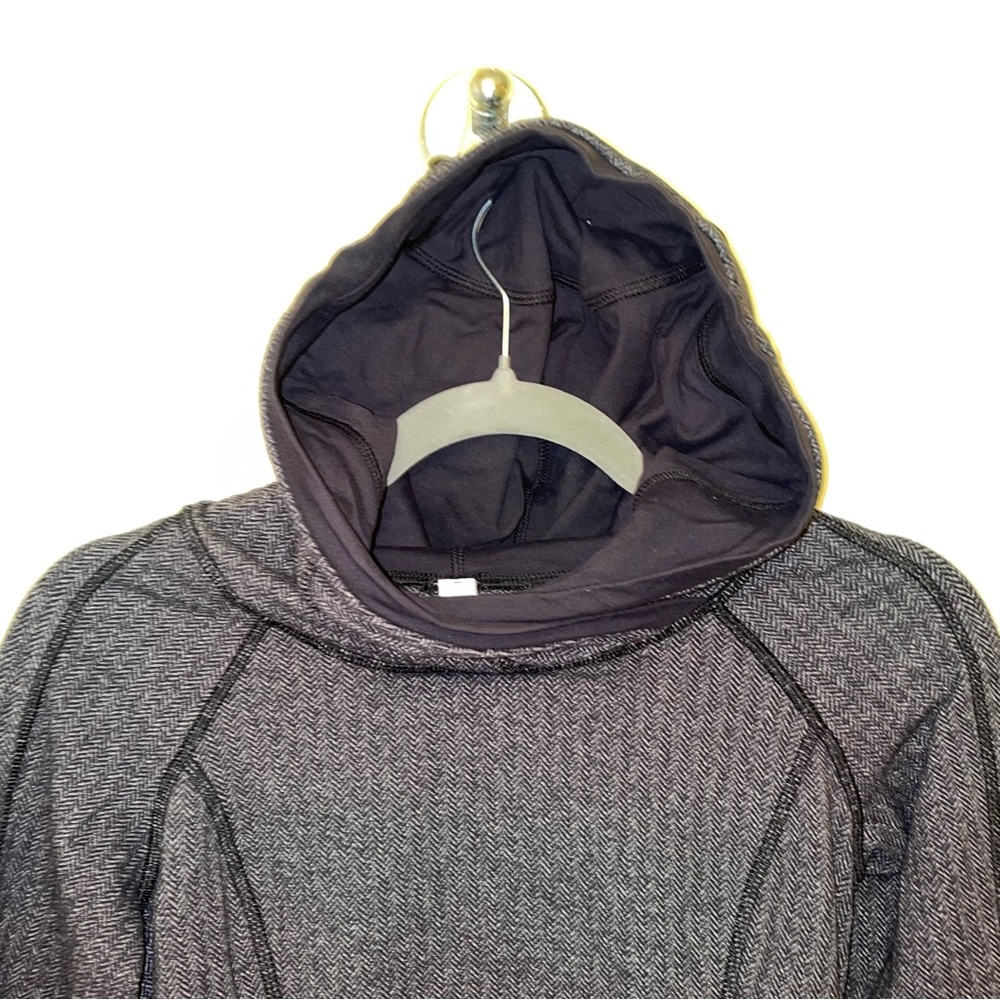 Lululemon Think Fast Pullover Hoodie Heather Herringbone Gray, Size 2